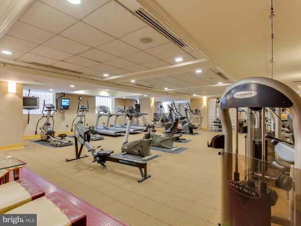 a view of a room with gym equipment
