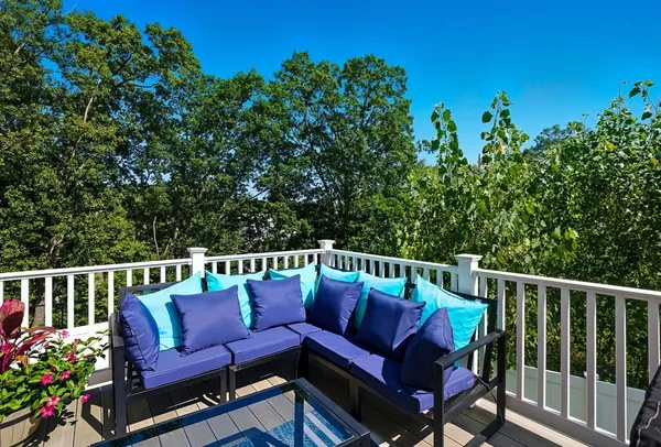 a view of a yard with a deck
