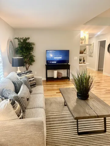 a living room with furniture