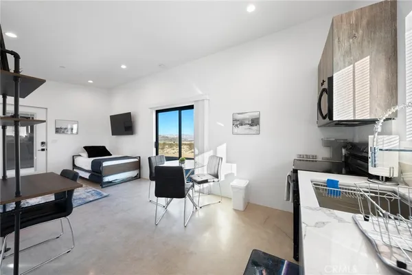 a view of a terrace with wooden floor