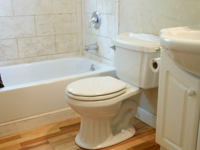 309 Phyllis Avenue Rochelle, IL 61068 - Photo 13 of 20 a white toilet sitting next to a bathroom sink and a shower