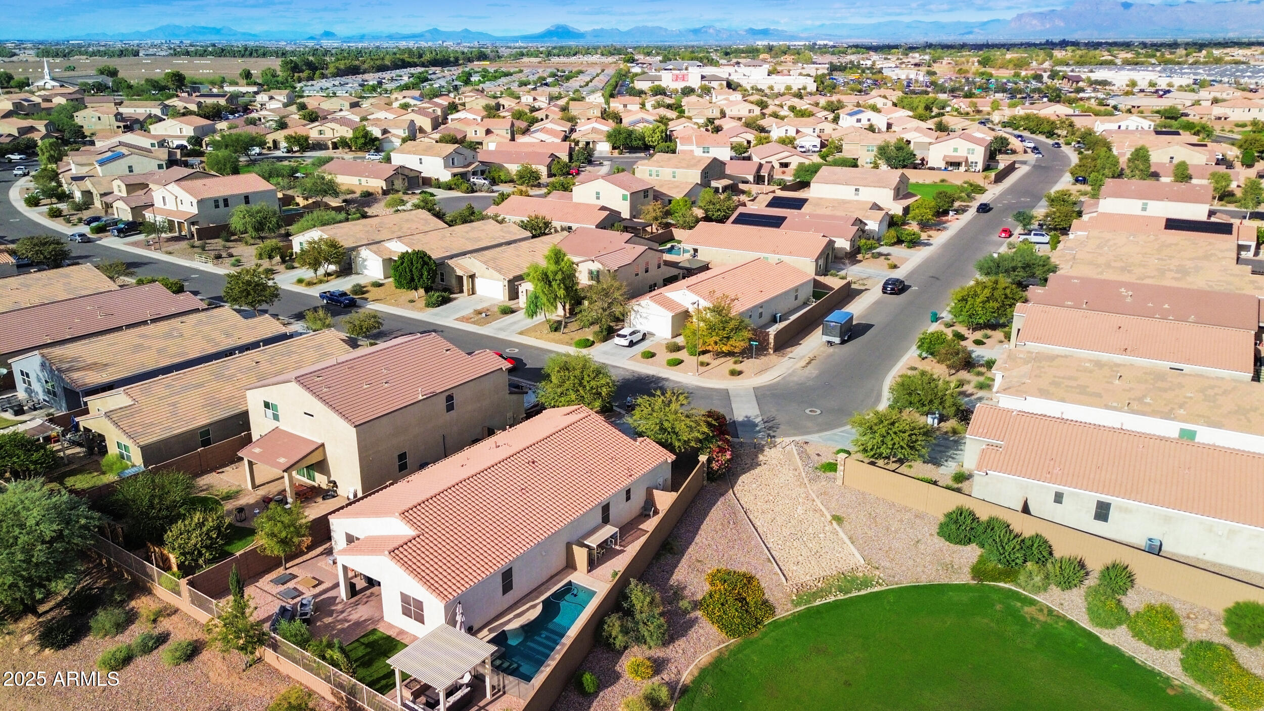 37104 Big Bend Road San Tan Valley, AZ 85140 - Photo 21 of 25 an aerial view of a residential houses with outdoor space