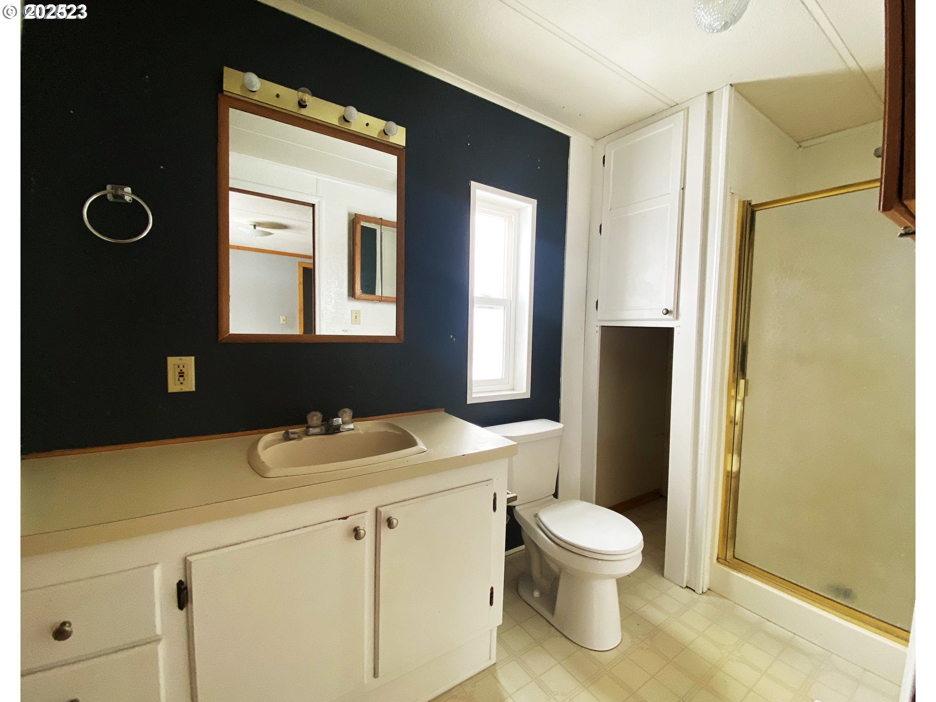 43768 Sunnyslope Road Baker City, OR 97814 - Photo 9 of 22 a bathroom with a toilet sink a mirror and shower