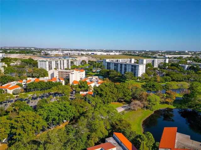a view of a lake with a city