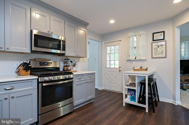 a kitchen with a stove and a microwave