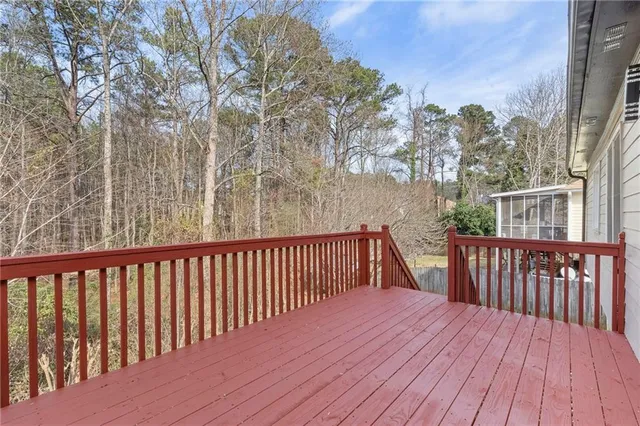 a view of a wooden deck
