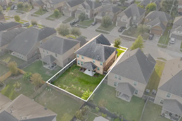 an aerial view of a house