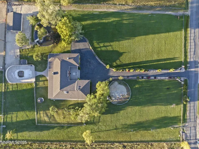 an aerial view of a house having outdoor space