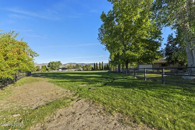 a garden view with a lake view