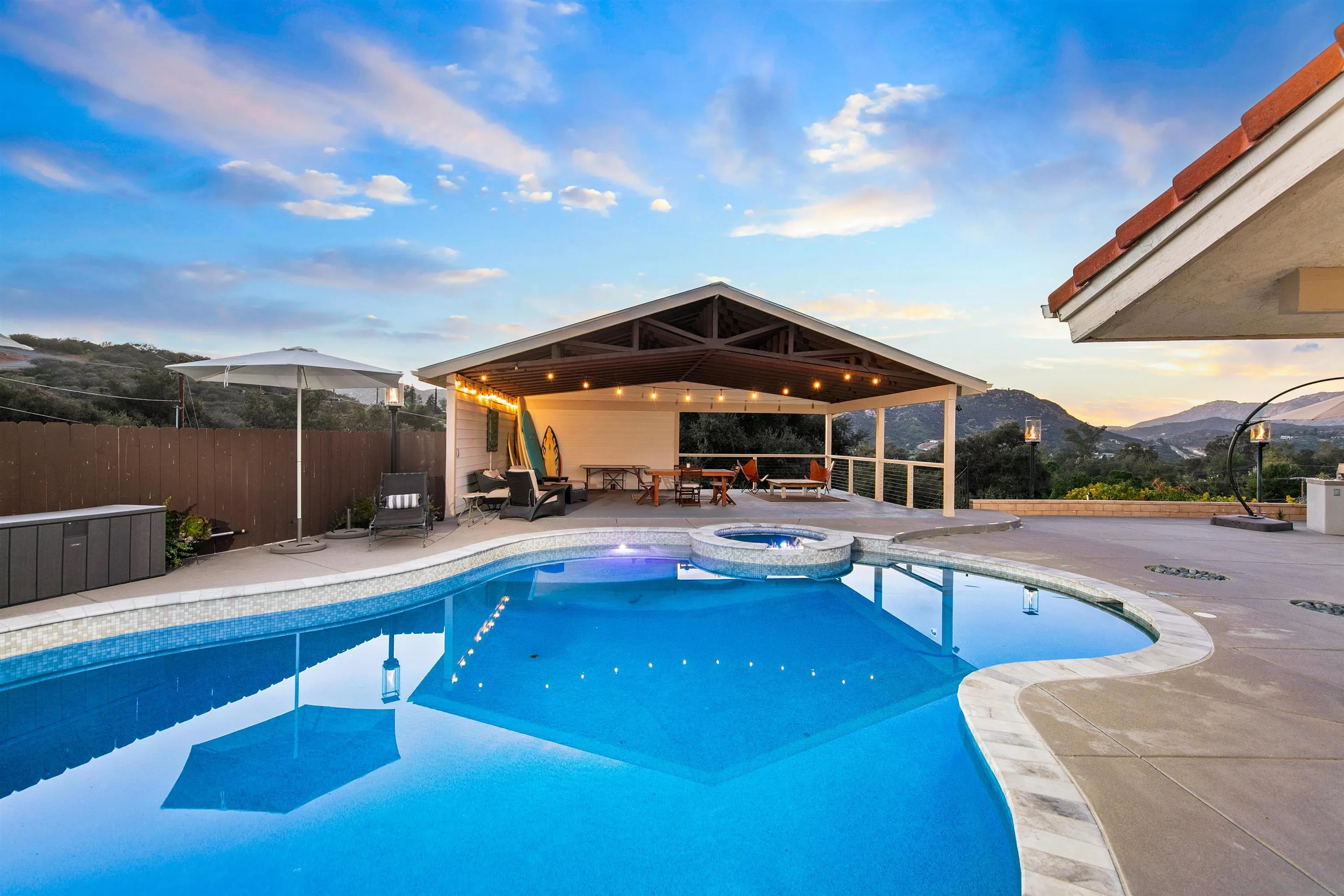 580-582 South Grade Road Alpine, CA 91901 - Photo 34 of 40 a swimming pool with outdoor seating and yard