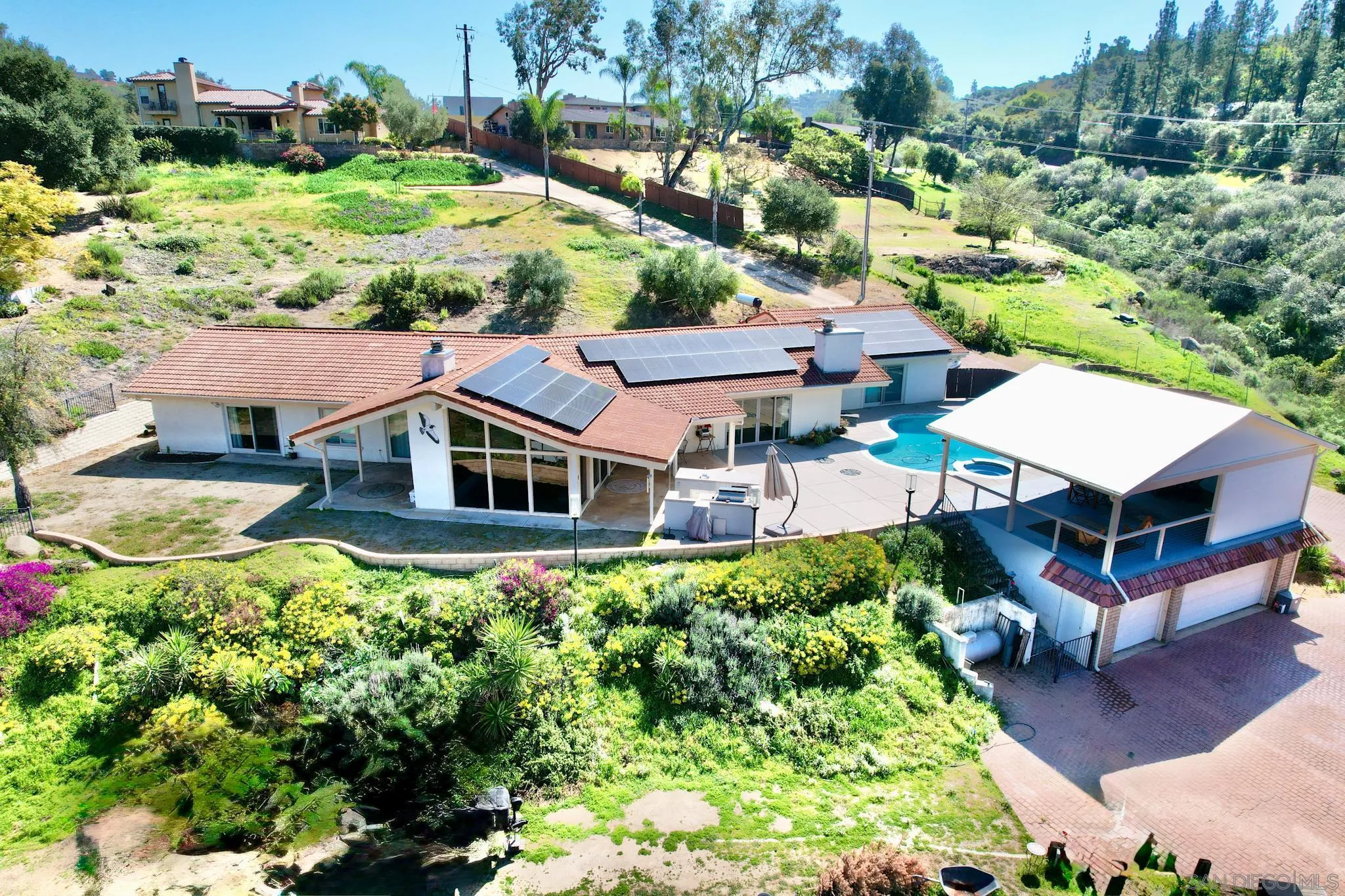 580-582 South Grade Road Alpine, CA 91901 - Photo 40 of 40 an aerial view of a house with a yard basket ball court and outdoor seating