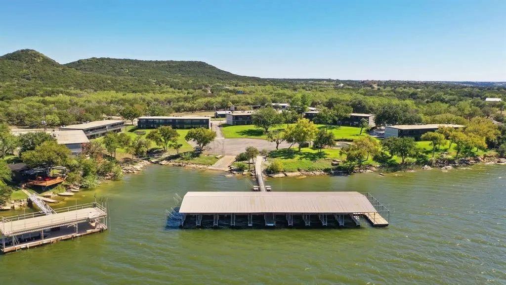 a view of a lake with a mountain