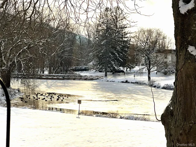 a view of a house with snow on the road