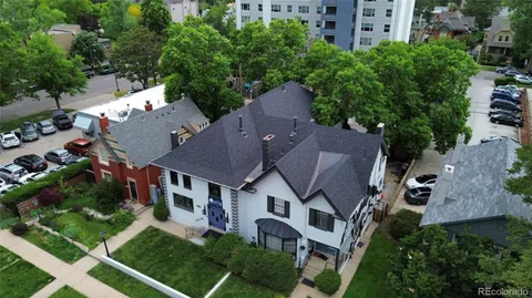 an aerial view of a house