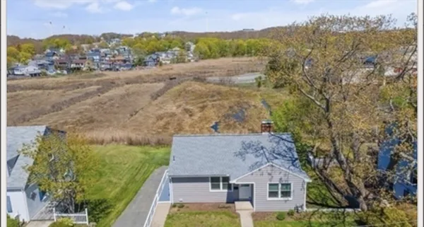 an aerial view of a house