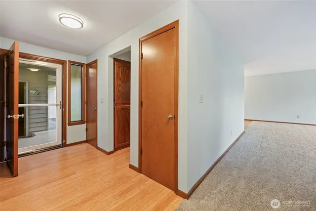 an empty room with closet