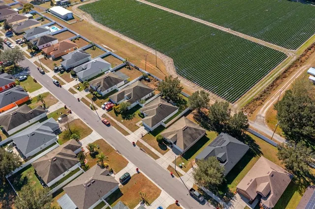 an aerial view of a house