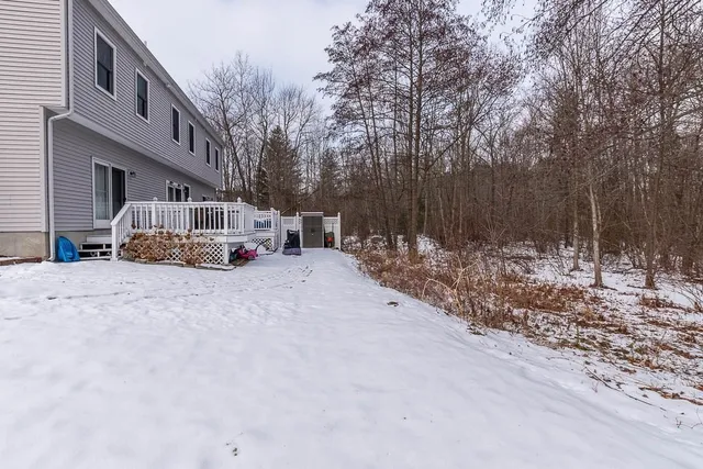 a view of snow on a yard