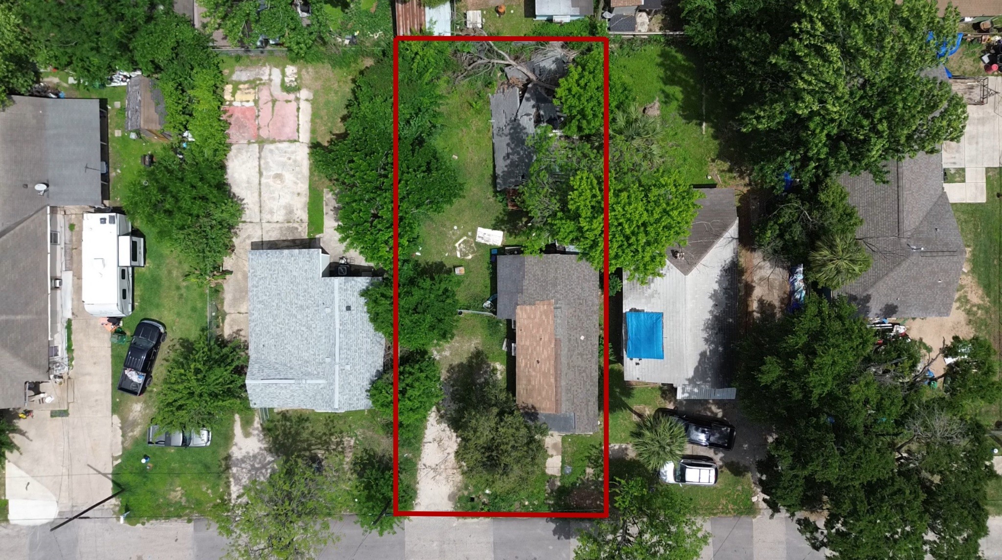 an aerial view of a house