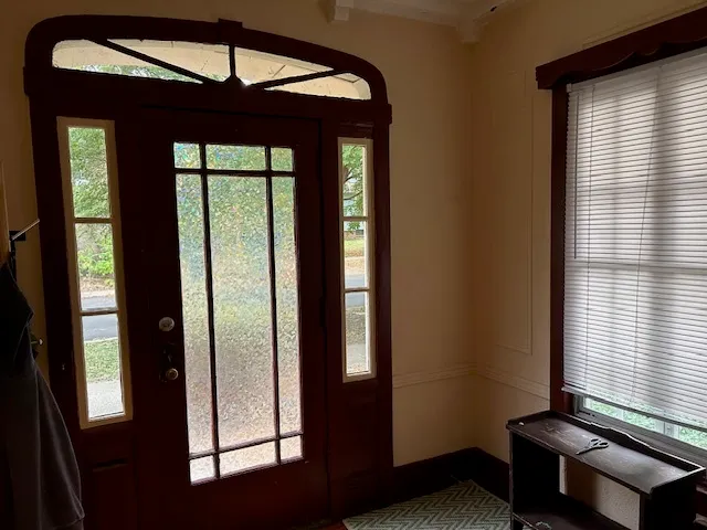 a front view of a house with entryway