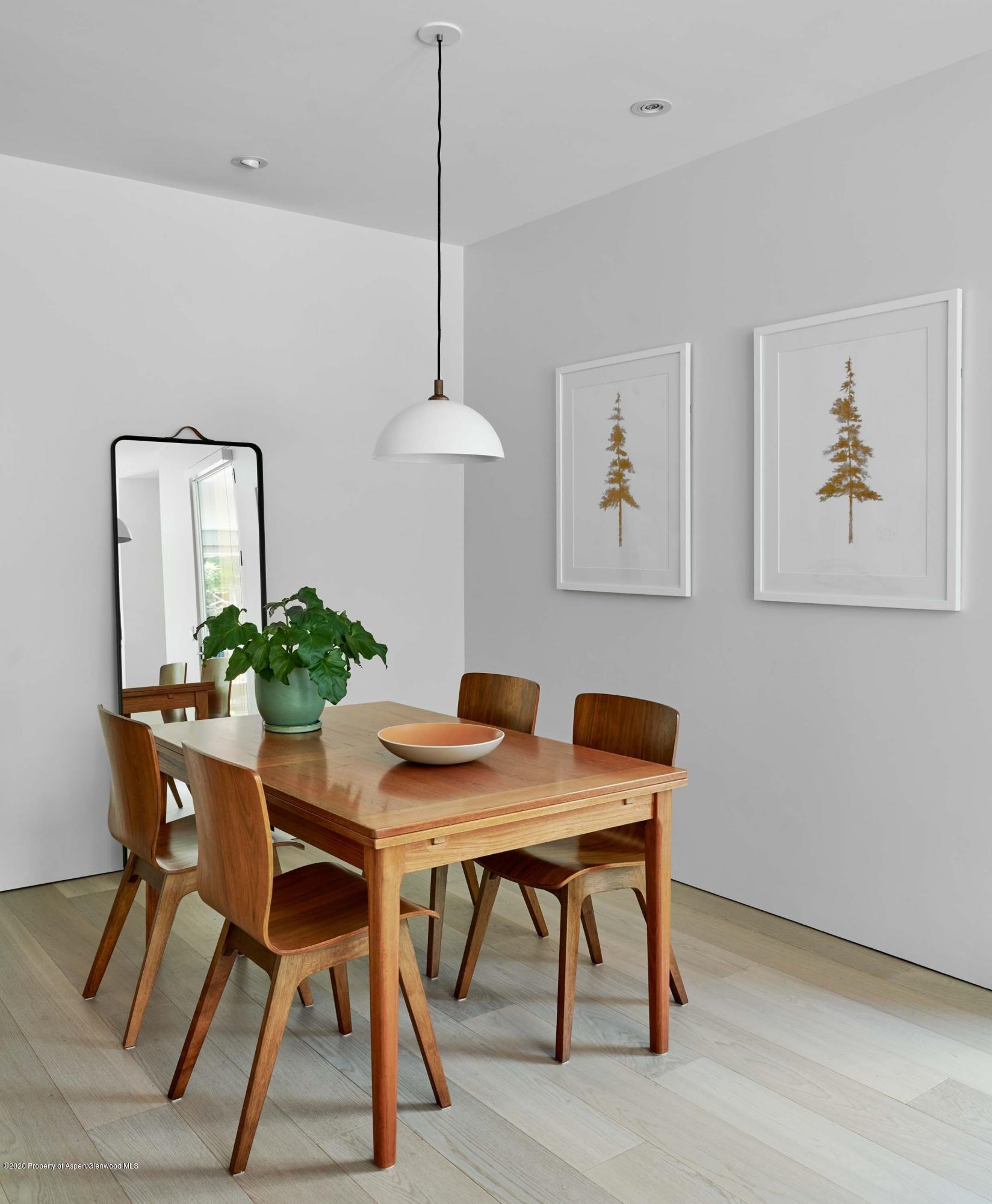 336 Allison Lane, Unit A Basalt, CO 81621 - Photo 6 of 18 a view of a dining room with furniture a chandelier and wooden floor