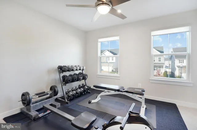 a room with gym equipment
