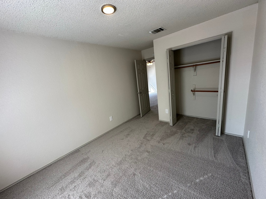 814 Smoke Signal Pass Pflugerville, TX 78660 - Photo 27 of 29 Unfurnished bedroom with carpet, a textured ceiling, and a closet