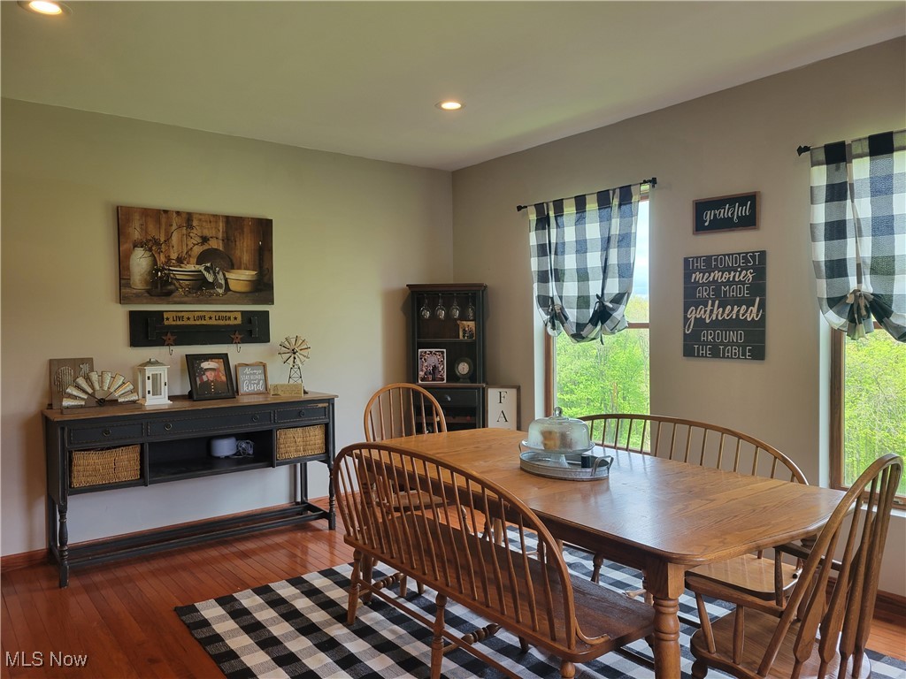 87038 Keyser Road Cadiz, OH 43907 - Photo 14 of 50 Dining area with recessed lighting, wood-type flooring, and baseboards
