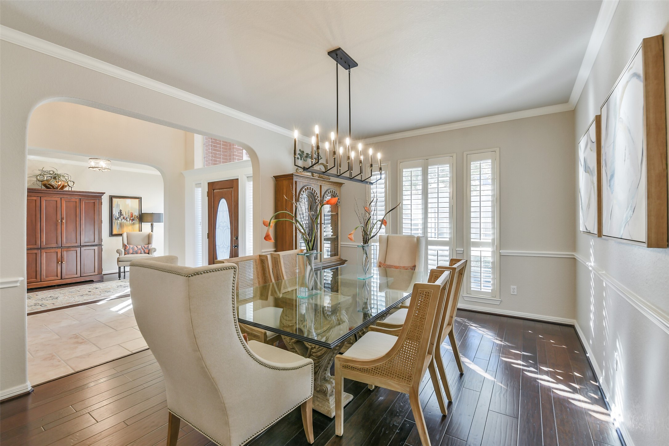 25247 Bull Ridge Drive Porter, TX 77365 - Photo 3 of 50 Gorgeous dining room with plantation shutters and updated lighting