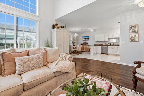 a view of a swimming pool and an outdoor space