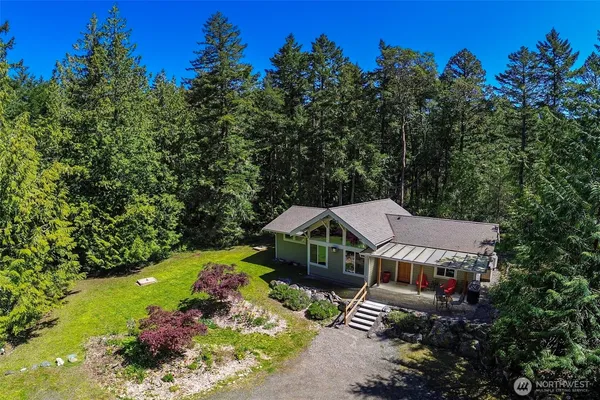an aerial view of a house