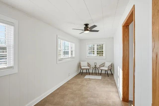 a view of a livingroom with a window