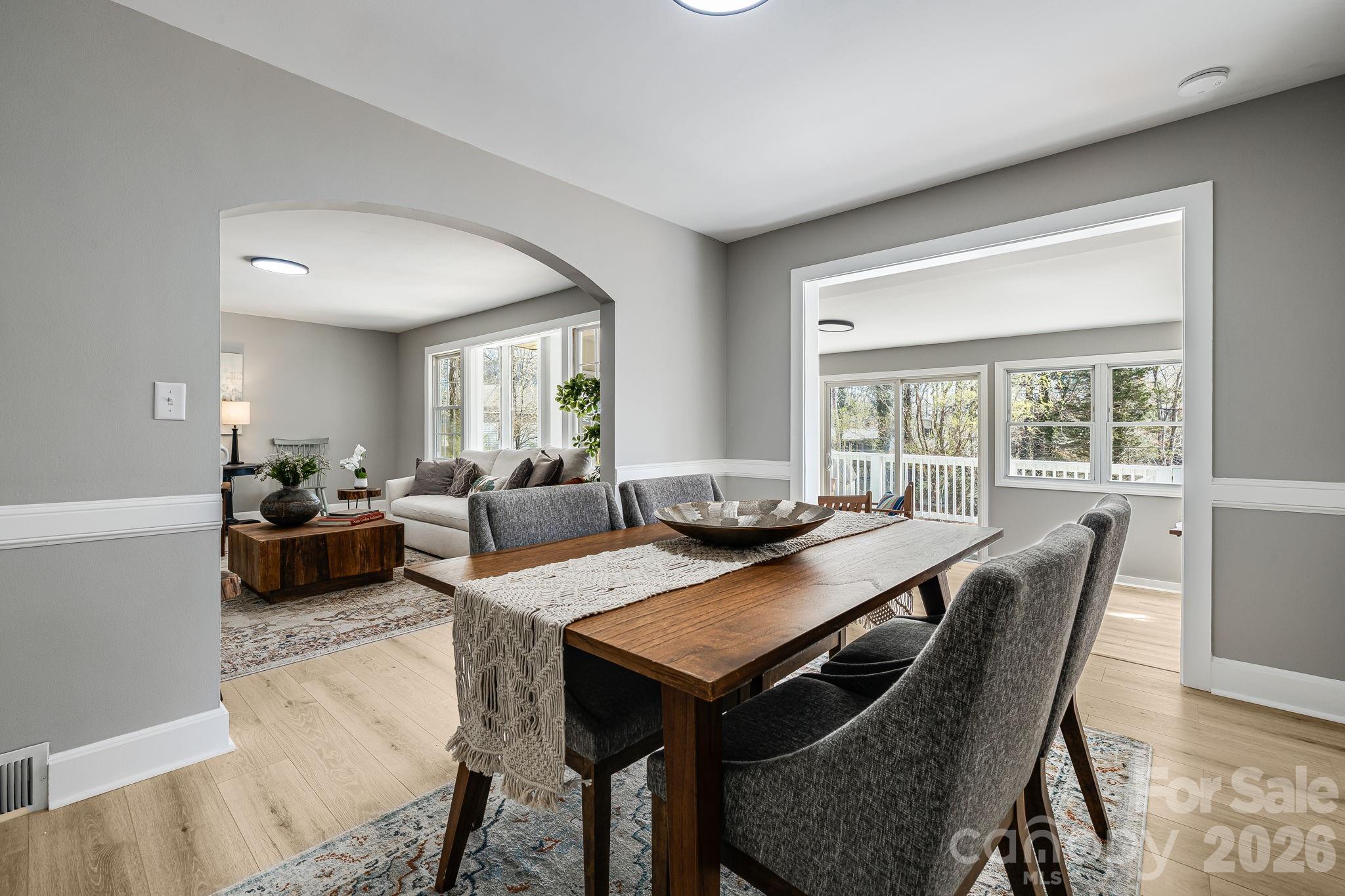 107 Balsam Road Hendersonville, NC 28792 - Photo 12 of 44 a view of a dining room with furniture and wooden floor