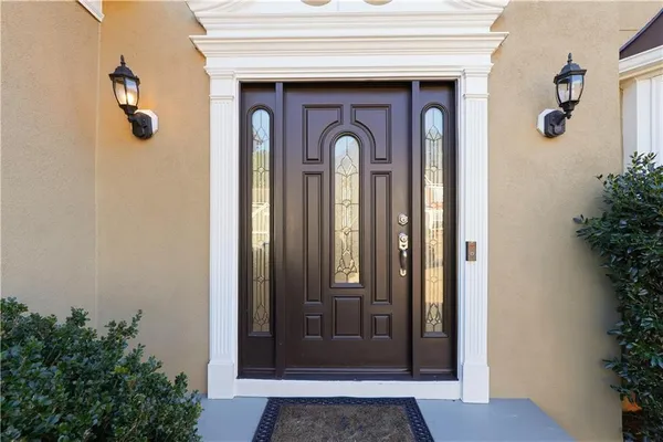 a view of a wooden door