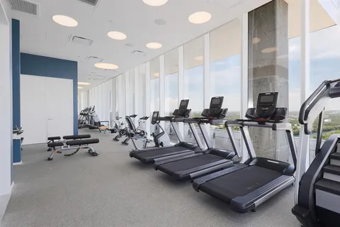 a view of a room with gym equipment