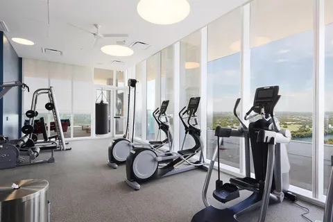 a view of a room with gym equipment