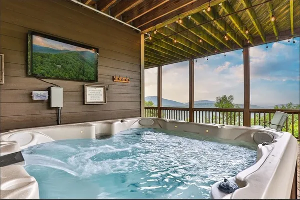 a view of a back yard from a balcony