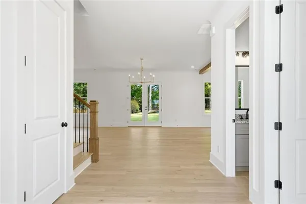 an empty room with windows