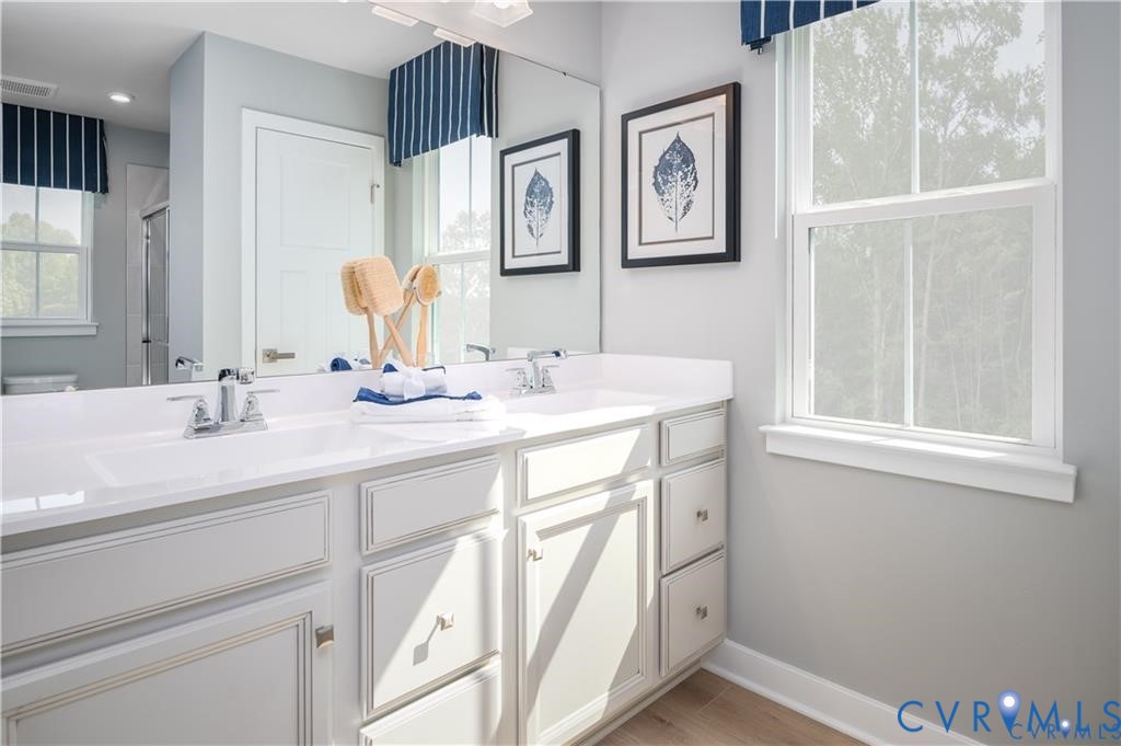 10648 Wrexham Townes View Chesterfield, VA 23832 - Photo 10 of 15 a bathroom with a double vanity sink and a mirror