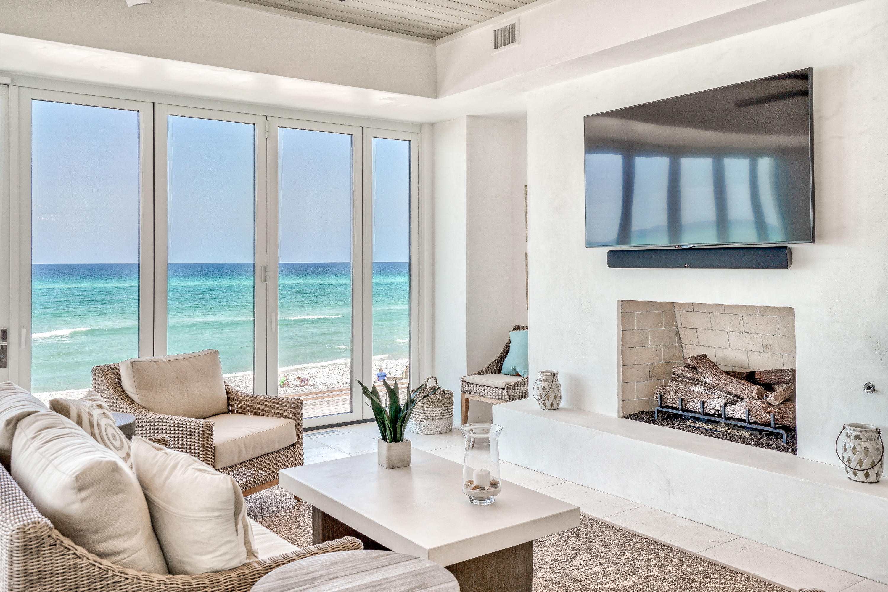 153 Pelican Cir Inlet Beach, Unit A Inlet Beach, FL 32461 - Photo 48 of 94 a living room with furniture and a fireplace