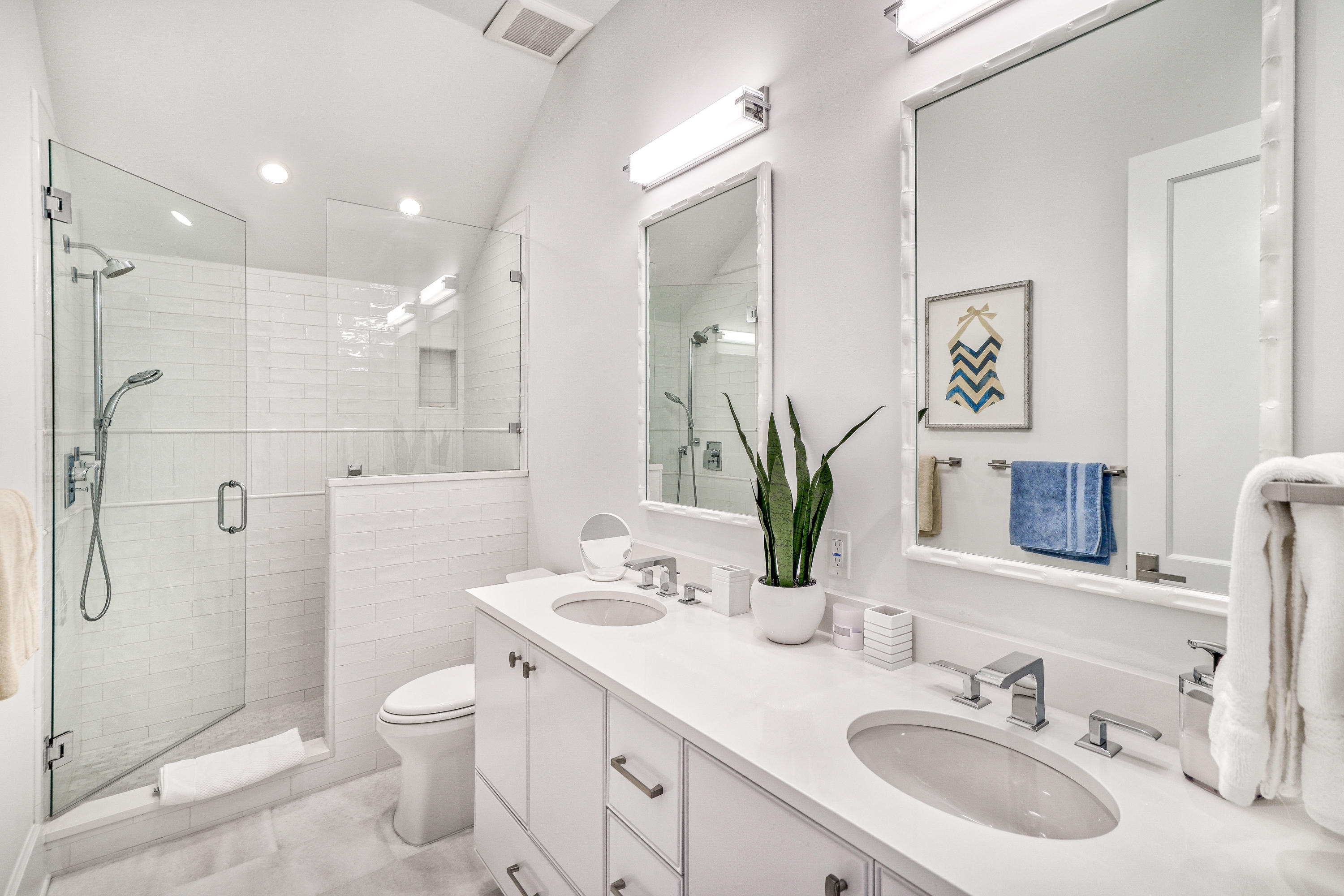 153 Pelican Cir Inlet Beach, Unit A Inlet Beach, FL 32461 - Photo 82 of 94 a bathroom with a sink double vanity granite toilet and shower