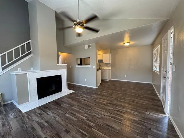 a view of a livingroom with a fireplace