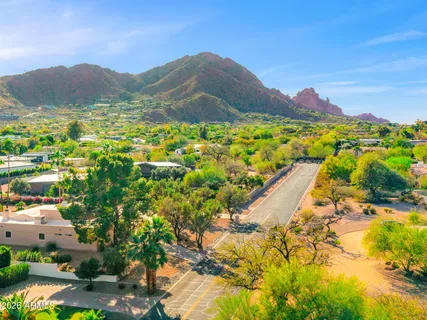 a view of a city with a mountain