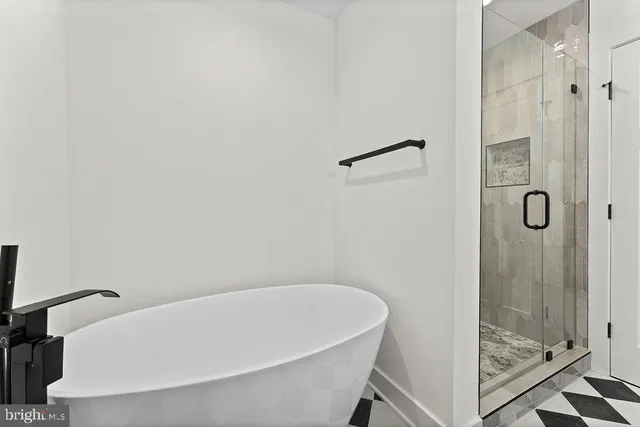 a bathroom with a bathtub