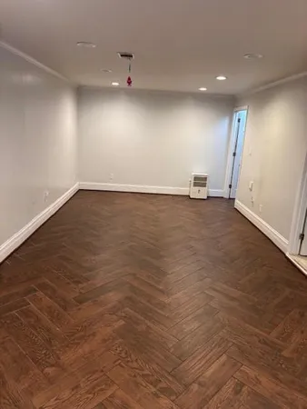 an empty room with a workbench