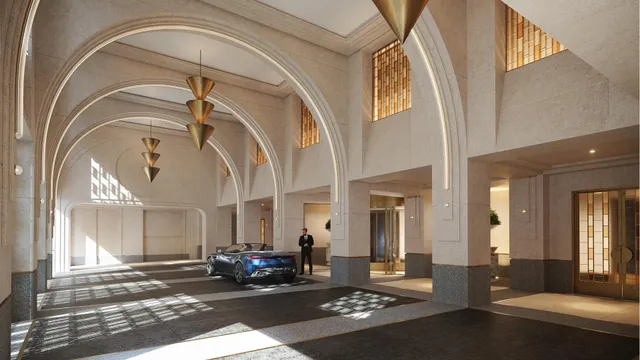 a living room with entrance gate