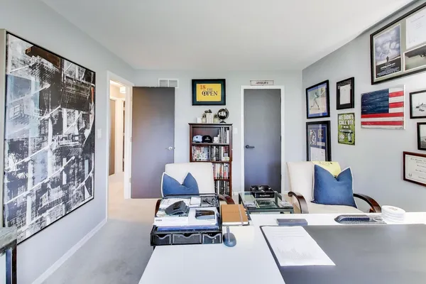 a living room with furniture