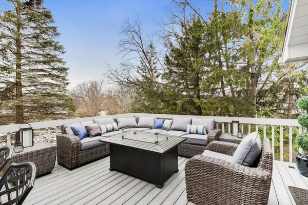 a balcony with furniture
