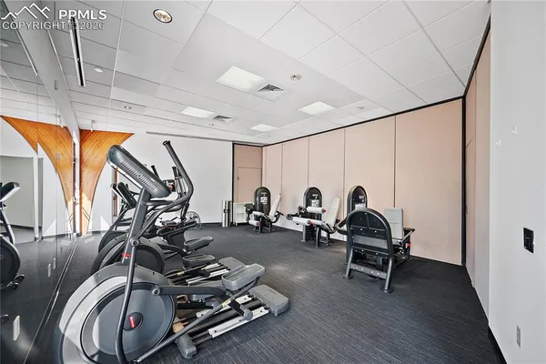 a view of a room with gym equipment