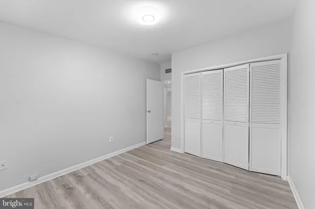 a view of a water with large trees